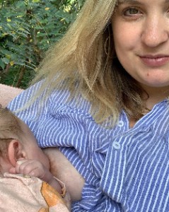 Without you Krishinda, I would not be the mom I am now - After a birth full of interventions, my little girl arrived traumatized on this planet. 
Extremely crying, refusing the breast, no milk production, insecurity, self-doubt, no support, bottle and formular - these were our first 2 weeks in summary... till I met you! You supported me with my little grumpy lady, you were the only one who who realized that a birth trauma was the trigger that breastfeeding did not work. You invested time, sent us to other experts, empowered me, listened and supported our little family like no one else. 
And suddenly my little girl was released and as you said "was another baby 🙂". She started latching and enjoyed being fed. Every week she enjoyed it more and more and unexpectedly turned into a fully breastfed little happy lady! I still can't believe the journey we went through and I never thought I would take breast feeding selfies, seeing my baby's face covered in milk while smiling.
 And now I can't resist taking proudly pictures of the baby everyone else said is not able to be breastfed! We proved them wrong 🙂 - you did! And I am so grateful you introduced me to the world of breastfeeding ❤️.